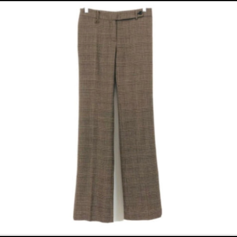Michael Kors Brown Plaid Straight Leg Pants